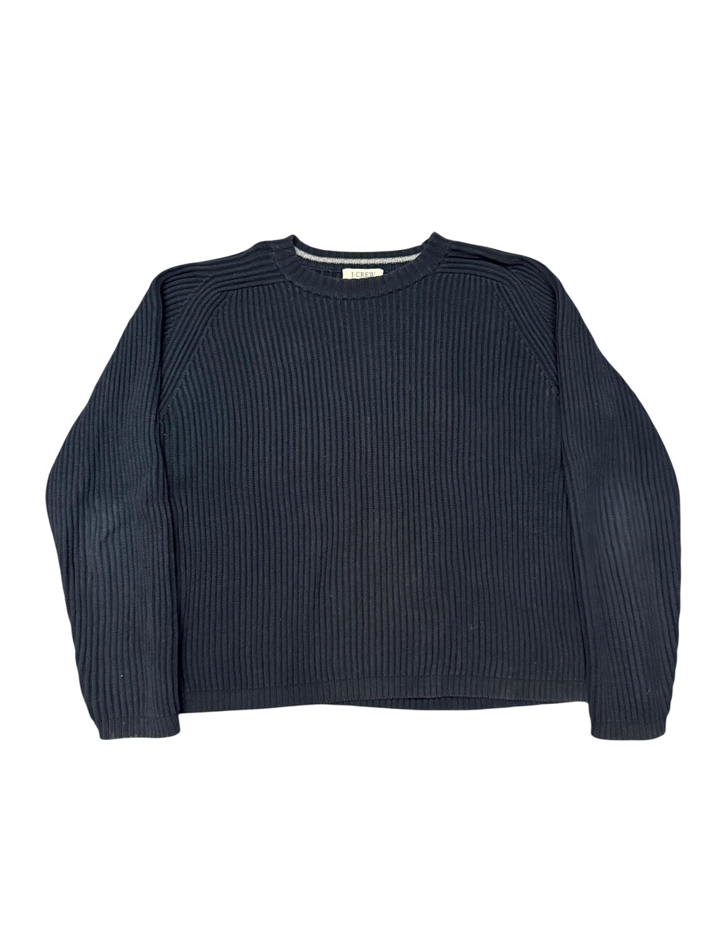 J Crew Sweater Mens XL Blue Cotton Ribbed Knit Crew Neck Heavyweight Pullover